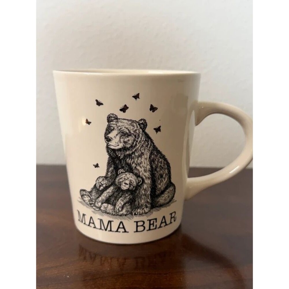 Williams Sonoma Mama Bear Mug with Bear Cubs & Butterflies